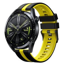 Per Huawei Watch GT 3 / GT 3 Pro cinturino verticale in silicone bicolore (nero + giallo)