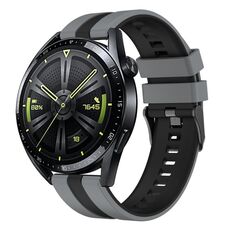 Per Huawei Watch GT 3 / GT 3 Pro cinturino verticale in silicone bicolore (grigio scuro + nero)