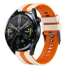 Per Huawei Watch GT 3 / GT 3 Pro cinturino verticale in silicone bicolore (Starlight + arancione)