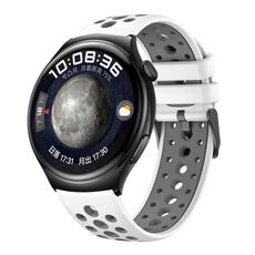 Per Huawei Watch 4 cinturino in silicone bicolore con foro tondo (grigio chiaro bianco)