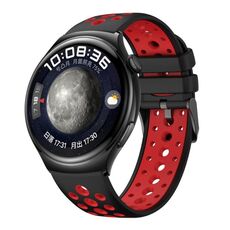 Per Huawei Watch 4 cinturino in silicone con foro tondo bicolore (nero rosso)