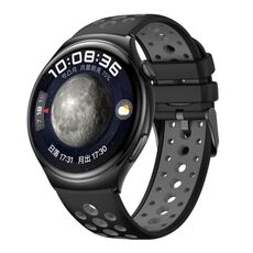Per Huawei Watch 4 Cinturino in silicone bicolore con foro tondo (nero grigio)