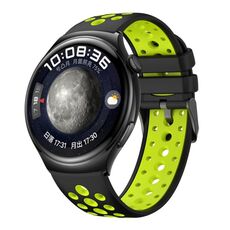 Per Huawei Watch 4 cinturino in silicone con foro tondo bicolore (nero verde)
