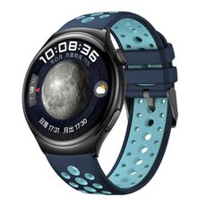 Per Huawei Watch 4 Cinturino in silicone con foro tondo bicolore (Lago Ciano)