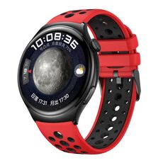 Per Huawei Watch 4 cinturino in silicone bicolore con foro tondo (rosso nero)
