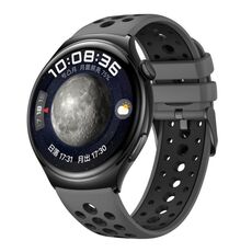 Per Huawei Watch 4 Cinturino in silicone bicolore con foro tondo (grigio grafite)