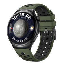 Per Huawei Watch 4 Cinturino in silicone bicolore con foro tondo (verde abete rosso)