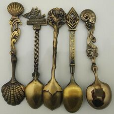 1 Set Cucchiaino da caffè creativo in acciaio inossidabile Cucchiaio da minestra Stoviglie in stile occidentale (bronzo)