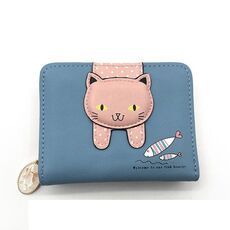 Portamonete da donna con portamonete piccolo portafogli da ragazza con cerniera piccola (blu)