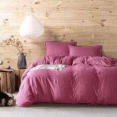 Set biancheria da letto principessa con federa in tessuto decorativo in microfibra lavato palla, dimensioni: re （due federa e una trapunta） (rosso ruggine)