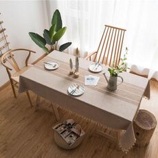 Tovaglia da pranzo rettangolare in cotone e lino con nappe, tovaglia da pranzo, cucina, decorazione della casa