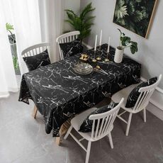 Tovaglia minimalista con motivo in marmo Tovaglia in cotone e lino Panno antipolvere per armadietto, dimensioni: 140x180 cm (nero)