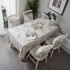 Motivo in marmo Tovaglia minimalista Tovaglia in cotone Lino Panno antipolvere per armadietto, Dimensioni: 140x250 cm (Bianco)
