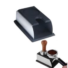 Acciaio inossidabile Silicone Espresso Coffee Tamper Stand Barista Tool Pad in polvere Hammer Pad (nero)