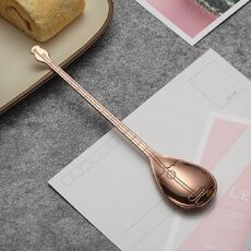 Cucchiaio da caffè in acciaio inossidabile Cucchiaio a forma di strumento musicale creativo, Stile: liuto, Colore: oro rosa
