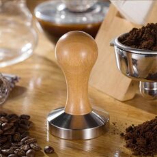 Polvere di caffè integrata con manico in legno massello in acciaio inossidabile, specifica: 58 mm, colore: manico in rovere