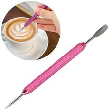 Fancy Coffee Pull Ago per fiori Asta intagliata in acciaio inossidabile Ago per fiori all'uncinetto (rosa)