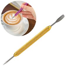 Fancy Coffee Pull Ago per fiori Asta intagliata in acciaio inossidabile Ago per fiori all'uncinetto (oro)