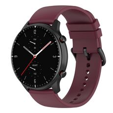 Cinturino per orologio in silicone con cinturino tondo da 22 mm (rosso vino)