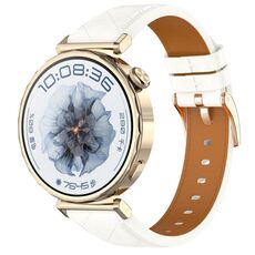 Cinturino per orologio con fibbia in oro rosa in pelle quadrata da 18 mm (bianco)