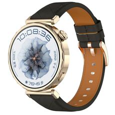 Cinturino per orologio con fibbia in oro rosa in pelle quadrata da 18 mm (nero)