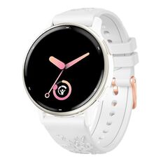 Cinturino per orologio in silicone con fibbia in oro rosa goffrato da 20 mm (bianco)