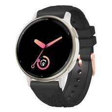 Cinturino per orologio in silicone con fibbia in oro rosa goffrato da 20 mm (nero)