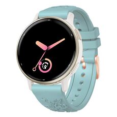 Cinturino per orologio in silicone con fibbia in oro rosa goffrato da 20 mm (azzurro)