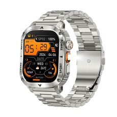 AK80 BT Call Smart Watch, supporta ossigeno nel sangue / pressione sanguigna / frequenza cardiaca / monitoraggio della salute sportiva (acciaio argento a 3 grani)