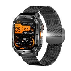 AK80 BT Call Smart Watch, supporta ossigeno nel sangue / pressione sanguigna / frequenza cardiaca / monitoraggio della salute sportiva (acciaio a maglie nere)