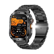 AK80 BT Call Smart Watch, supporta ossigeno nel sangue / pressione sanguigna / frequenza cardiaca / monitoraggio della salute sportiva (acciaio nero a 3 grani)