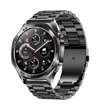 AK83 BT Call Smart Watch, supporta la pressione sanguigna/frequenza cardiaca/monitoraggio della salute sportiva (acciaio nero a 3 grani)