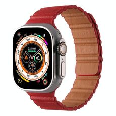 Cinturino magnetico in pelle PU per Apple Watch 46 mm / 49 mm / 45 mm / 44 mm (rosso)