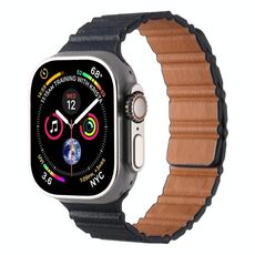 Cinturino magnetico in pelle PU per Apple Watch 42 mm / 41 mm / 40 mm / 38 mm (blu scuro)