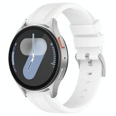 Cinturino per orologio in silicone con fibbia in acciaio tinta unita a testa piatta da 20 mm (bianco)