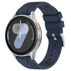 Cinturino per orologio in silicone con fibbia in acciaio tinta unita a testa piatta da 20 mm (blu navy)