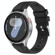 Cinturino per orologio in silicone con fibbia in acciaio tinta unita a testa piatta da 22 mm (nero)
