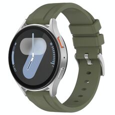 Cinturino per orologio in silicone con fibbia in acciaio tinta unita a testa piatta da 22 mm (verde militare)
