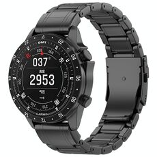 Cinturino per orologio in metallo puro titanio con fibbia di sicurezza da 22 mm per Gamin (nero)