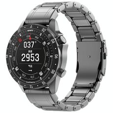 Cinturino per orologio in metallo puro titanio con fibbia di sicurezza da 26 mm per Gamin (grigio)