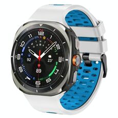 Cinturino traspirante in silicone bicolore per Samsung Galaxy Watch Ultra 47 mm (bianco e blu)