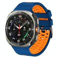 Cinturino traspirante in silicone bicolore per Samsung Galaxy Watch Ultra 47 mm (blu-arancione)