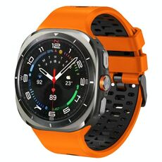 Cinturino traspirante in silicone bicolore per Samsung Galaxy Watch Ultra 47 mm (arancione e nero)