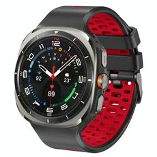 Cinturino traspirante in silicone bicolore per Samsung Galaxy Watch Ultra 47 mm (nero e rosso)