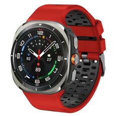 Cinturino traspirante in silicone bicolore per Samsung Galaxy Watch Ultra 47 mm (rosso e nero)