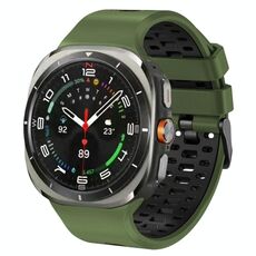 Cinturino traspirante in silicone bicolore per Samsung Galaxy Watch Ultra 47 mm (verde militare e nero)