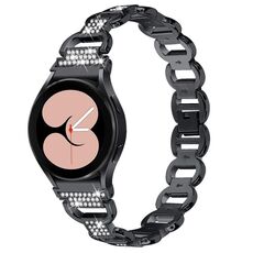 Cinturino per orologio in acciaio inossidabile con testa ovale in metallo con diamanti per Samsung Galaxy Watch 7 da 40 mm / 44 mm (nero)