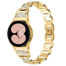 Cinturino per orologio in acciaio inossidabile con testa ovale in metallo con diamanti per Samsung Galaxy Watch 7 da 40 mm / 44 mm (oro)