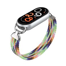 Cinturino per orologio in nylon intrecciato con testa in metallo per Xiaomi Smart Band 10/9/8, taglia: S (arcobaleno)
