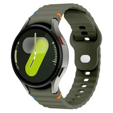 Cinturino in silicone con fibbia inversa cucita a grana ondulata per Samsung Galaxy Watch 7 da 40 mm / 44 mm (verde militare)